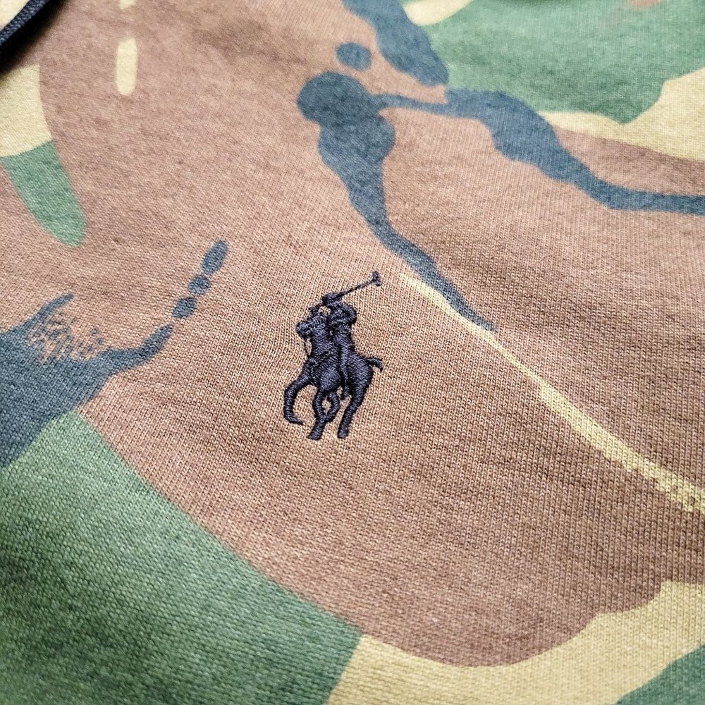 Polo Camouflage Camo Double Knit Fleece Hoodie Jacket Brown RL Green Black - Picture 5 of 14